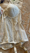 Load image into Gallery viewer, Deadstock 1950’s Vintage white Satin and Lace Bustier by Lady Marlene