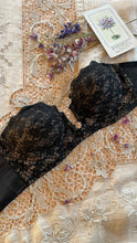 Load image into Gallery viewer, Darling 1950’s Vintage Black Illusion Lace Strapless Bra by Lilyette 36A