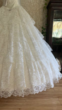 Load image into Gallery viewer, Stunning 1980’s Vintage White Satin and Tiered Lace Dream Dress