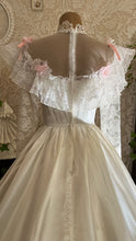 Load image into Gallery viewer, Incredible 1980’s Vintage White Satin and Pink Lace Dress