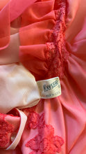 Load image into Gallery viewer, Pretty 1950’s 1960s coral pink chiffon peignoir robe by Kayser