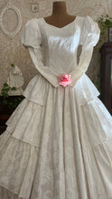 Load image into Gallery viewer, Fairytale 1980’s Vintage Old Stock White Floral Cotton Bridal Gown by Laura Ashley