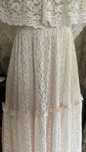 Load image into Gallery viewer, 1980’s Vintage Butter Cream Lace Off Shoulder Candi Jones Dress