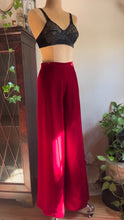 Load image into Gallery viewer, 1970’s Vintage Blood Red Velvet Bell Bottom Palazzo Pants