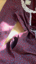 Load image into Gallery viewer, Darling 1970’s Vintage Dark Plum Calico and Velveteen Gunne Sax Midi Dress