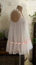 Load image into Gallery viewer, Absolutely Adorable 1970s Vintage Pink Chiffon & Lace Babydoll Chemise