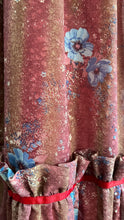 Load image into Gallery viewer, Lovely 1970’s Vintage Mauve and Blue Rose Print Angel Sleeve Dress