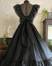 Load image into Gallery viewer, Showpiece Gothic 1980’s vintage Black Swiss Dot Chiffon Gunne Sax gown