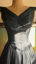 Load image into Gallery viewer, Darling 1950’s Vintage Little Black Pleated Chiffon Dress by Jonny Herbert