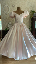 Load image into Gallery viewer, Absolute Fairytale 1980’s Vintage Pink Satin and Pearl Puff Shoulder Gown