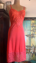 Load image into Gallery viewer, Wonderful 1960’s Vintage Tangerine Orange Nylon and Lace Vanity Fair Slip Nightgown