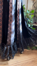 Load image into Gallery viewer, Fantastic 1970’s Vintage Black Velvet and Illusion Lace Maxi Dress