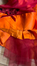 Load image into Gallery viewer, Reworked 1950’s Vintage Red Silk Chiffon and Orange Satin Dress