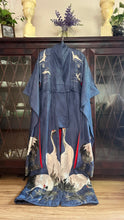 Load image into Gallery viewer, Incredible Vintage 17 Hand Painted Cranes Silk Kimono Robe