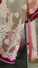 Load image into Gallery viewer, Homemade jeweled ombre pink silk chiffon and fuscia velvet robe