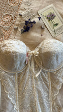 Load image into Gallery viewer, Deadstock 1950’s Vintage white Satin and Lace Bustier by Lady Marlene