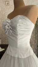 Load image into Gallery viewer, Stunning 1950’s 1960’s Vintage White Chiffon and Satin Bridal Dress