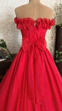 Load image into Gallery viewer, Heart Stopping 1980's vintage Red Swiss Dot Chiffon Gunne Sax gown