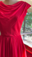 Load image into Gallery viewer, Gorgeous 1950’s Vintage Cherry Red Silk Chiffon Dress