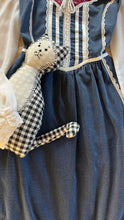 Load image into Gallery viewer, Childs 1970’s vintage Dusty Blue Polka Dot Calico Jeunnes Filles Gunne Sax dress