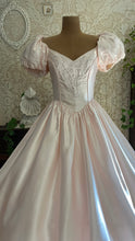 Load image into Gallery viewer, Absolute Fairytale 1980’s Vintage Pink Satin and Pearl Puff Shoulder Gown