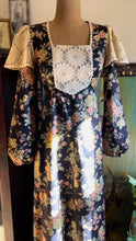 Load image into Gallery viewer, Rare 1970’s Vintage Blackberry and Morning Glory Calico dress by Young Edwardian