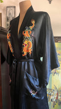 Load image into Gallery viewer, Elegant Black Satin Embroidered Dragon Robe