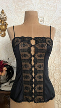 Load image into Gallery viewer, 1970’s Vintage Black Nylon and Lace Camisole by Formfit Rogers