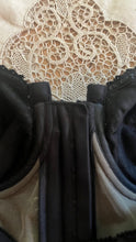 Load image into Gallery viewer, Stunning 1980’s Vintage Black Satin and Illusion Lace Zip up Bustier by Adonna 36C
