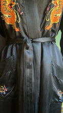 Load image into Gallery viewer, Elegant Black Satin Embroidered Dragon Robe