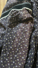 Load image into Gallery viewer, Sun Kissed 1970’s Vintage Black Calico and Velveteen Side Tie Gunne Sax Dress