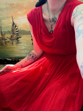 Load image into Gallery viewer, Gorgeous 1950’s Vintage Cherry Red Silk Chiffon Dress
