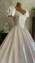 Load image into Gallery viewer, Absolute Fairytale 1980’s Vintage Pink Satin and Pearl Puff Shoulder Gown