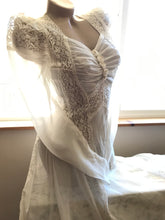 Load image into Gallery viewer, Breathtaking 1930’s Vintage Dove White Sheer Bridal Dress with Train