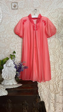 Load image into Gallery viewer, Pretty 1950’s 1960s coral pink chiffon peignoir robe by Kayser