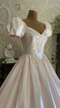 Load image into Gallery viewer, Absolute Fairytale 1980’s Vintage Pink Satin and Pearl Puff Shoulder Gown