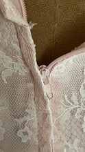 Load image into Gallery viewer, Beautiful 1980’s Vintage Pink Satin and Tiered White Lace Dream Dress