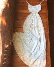 Load image into Gallery viewer, 1970's vintage Pale Blue chiffon peignoir nightgown and robe set