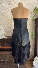 Load image into Gallery viewer, Gorgeous 1980’s Vintage Black Leather Tiered Wiggle Dress