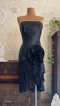 Load image into Gallery viewer, Gorgeous 1980’s Vintage Black Leather Tiered Wiggle Dress