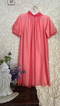 Load image into Gallery viewer, Pretty 1950’s 1960s coral pink chiffon peignoir robe by Kayser