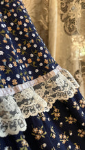 Load image into Gallery viewer, Incredible 1970’s Vintage Navy Blue Calico and velveteen Gunne Sax Maxi Sundress
