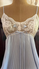 Load image into Gallery viewer, Exquisite 1970’s vintage lilac blue pleated peignoir nightgown and robe by Lucie Ann