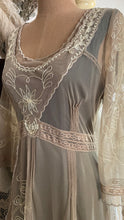 Load image into Gallery viewer, Old Stock 2000’s era Sage Green Embroidered Net and Cotton Dress by Nataya