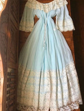 Load image into Gallery viewer, 1970's vintage Pale Blue chiffon peignoir nightgown and robe set