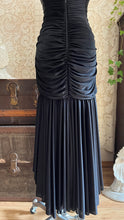 Load image into Gallery viewer, Amazing 1980’s Vintage Black Draped and Ruched Mermaid Dress