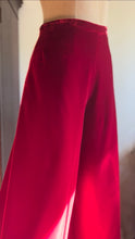 Load image into Gallery viewer, 1970’s Vintage Blood Red Velvet Bell Bottom Palazzo Pants