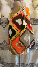 Load image into Gallery viewer, Homemade 1960’s Vintage Psychedelic Geometric Print Bell Sleeve Extreme Mini Dress
