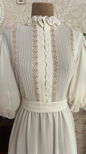 Load image into Gallery viewer, 1970's Vintage Bonnie Strauss Bone White Chiffon Secretary Dress
