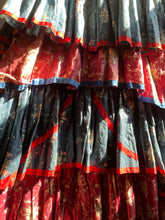 Load image into Gallery viewer, Incredible Handmade Vintage Calico and Velveteen Ruffle Skirt